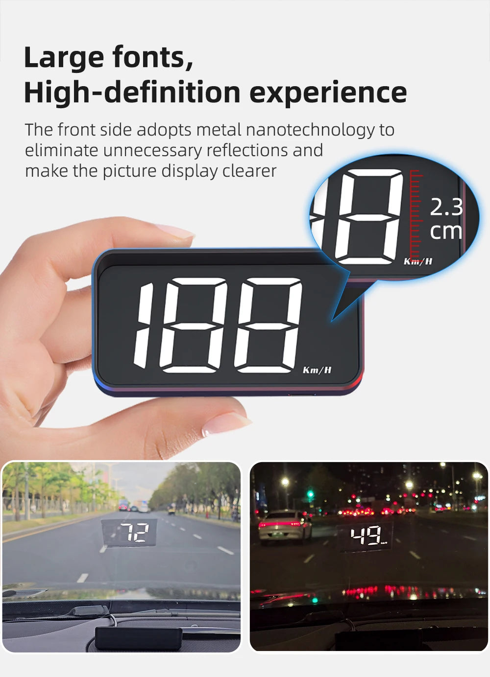 RevView HD Car Head up Display M2 GPS Speedometer MPH or KM/H