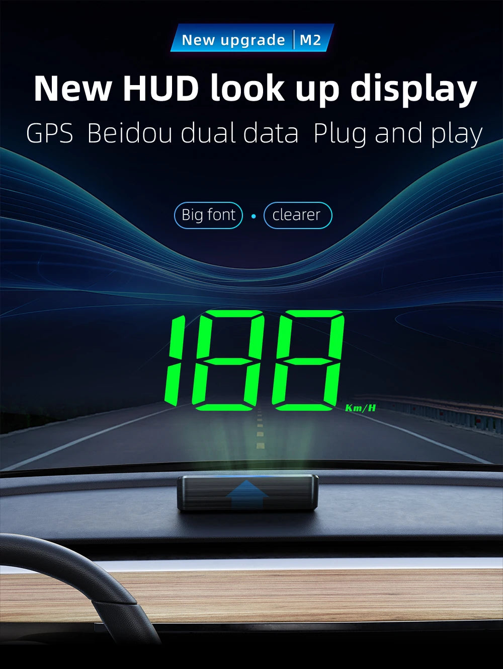 RevView HD Car Head up Display M2 GPS Speedometer MPH or KM/H