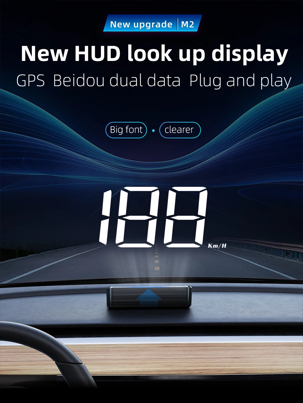 RevView HD Car Head up Display M2 GPS Speedometer MPH or KM/H