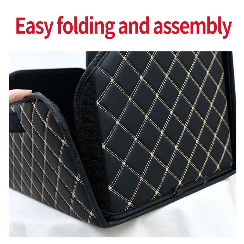 Car Trunk Organizer Box Large Capacity Auto Multiuse Tools Storage Bag Stowing Tidying Leather Folding For Emergency Storage Bo