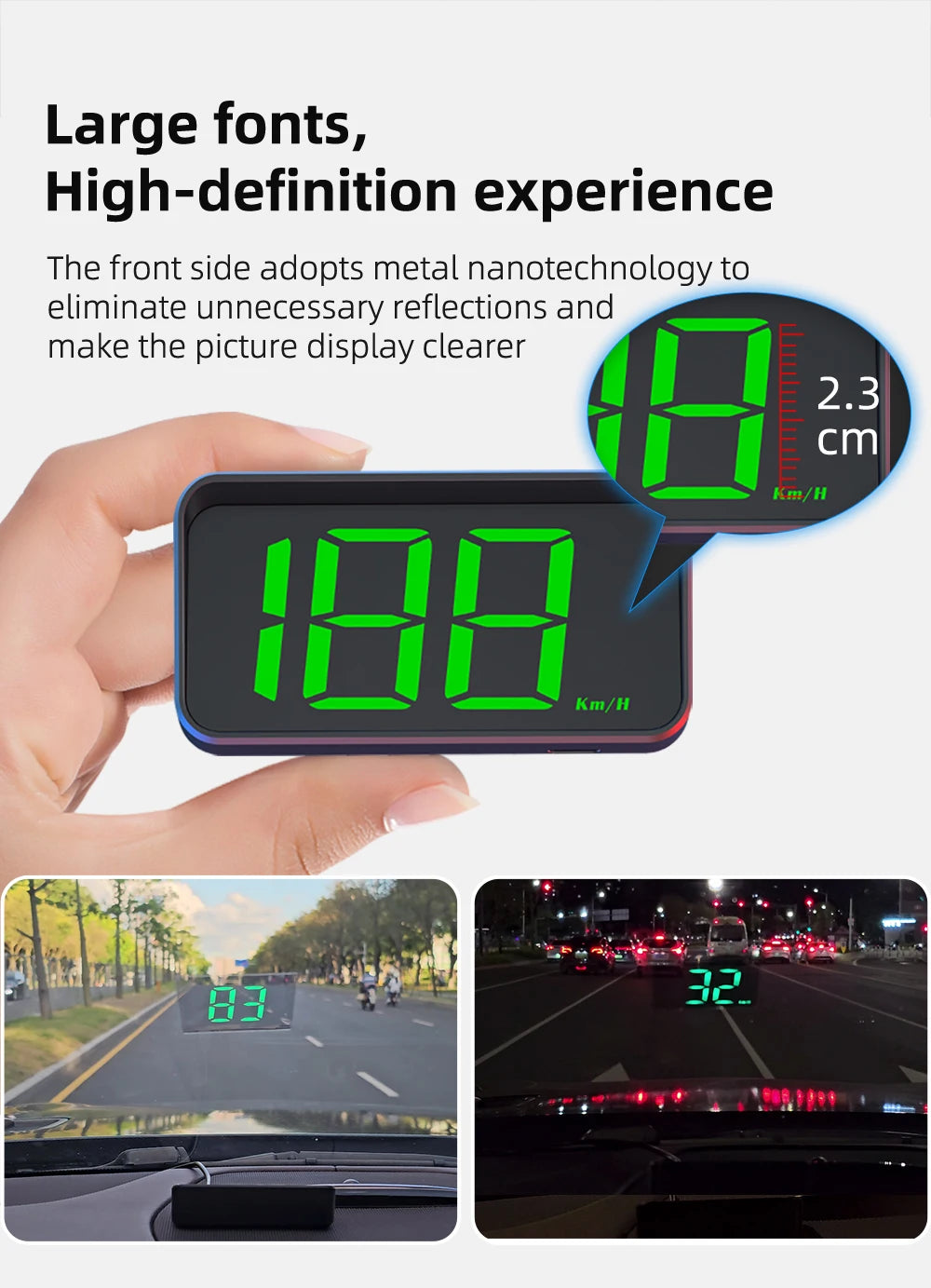 RevView HD Car Head up Display M2 GPS Speedometer MPH or KM/H