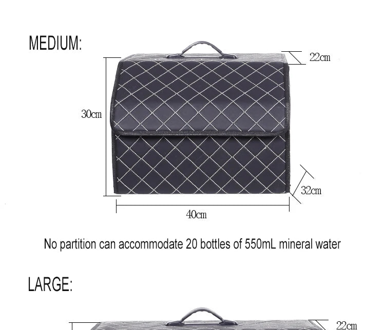 Car Trunk Organizer Box Large Capacity Auto Multiuse Tools Storage Bag Stowing Tidying Leather Folding For Emergency Storage Bo