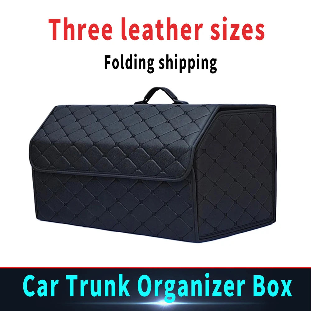 Car Trunk Organizer Box Large Capacity Auto Multiuse Tools Storage Bag Stowing Tidying Leather Folding For Emergency Storage Bo