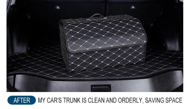 Car Trunk Organizer Box Large Capacity Auto Multiuse Tools Storage Bag Stowing Tidying Leather Folding For Emergency Storage Bo