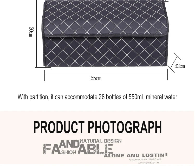 Car Trunk Organizer Box Large Capacity Auto Multiuse Tools Storage Bag Stowing Tidying Leather Folding For Emergency Storage Bo