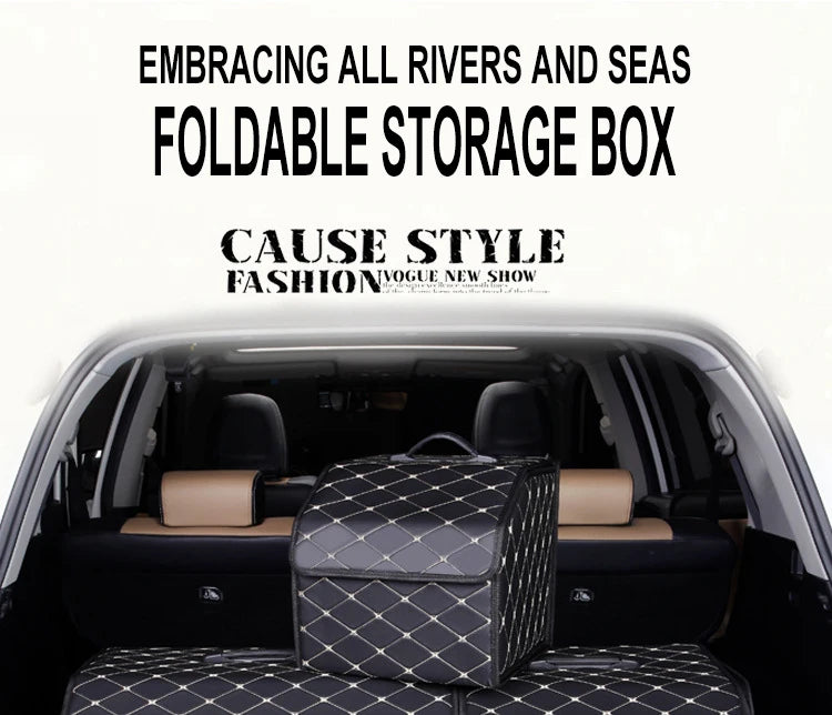 Car Trunk Organizer Box Large Capacity Auto Multiuse Tools Storage Bag Stowing Tidying Leather Folding For Emergency Storage Bo