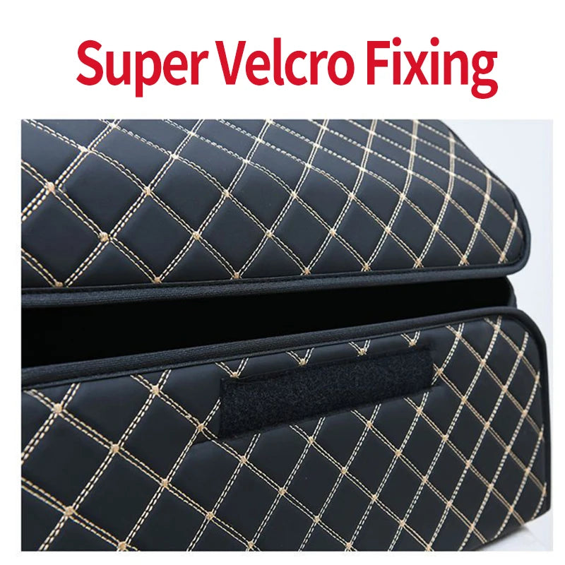 Car Trunk Organizer Box Large Capacity Auto Multiuse Tools Storage Bag Stowing Tidying Leather Folding For Emergency Storage Bo