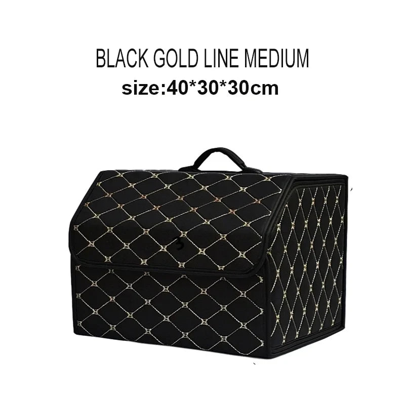 Car Trunk Organizer Box Large Capacity Auto Multiuse Tools Storage Bag Stowing Tidying Leather Folding For Emergency Storage Bo