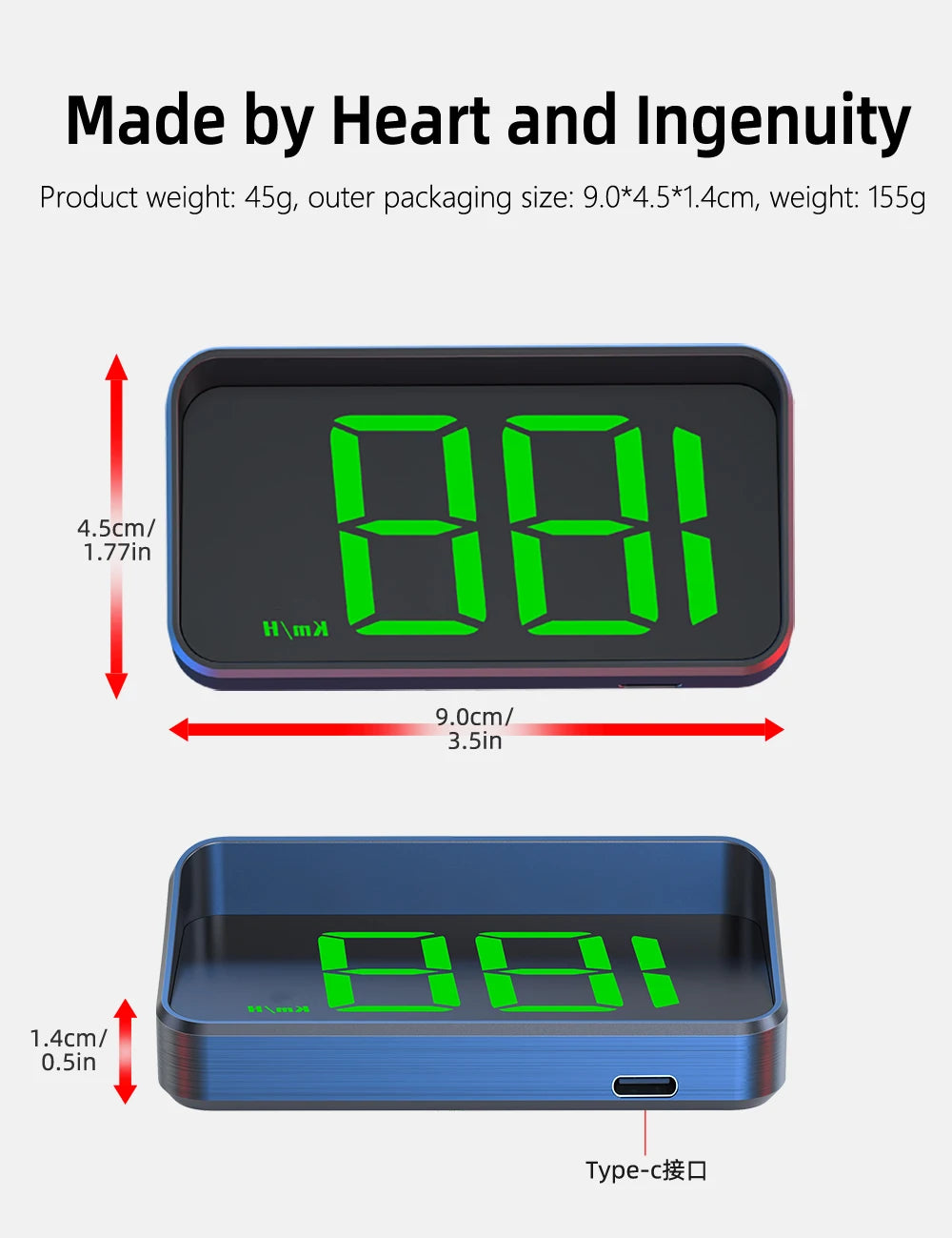 RevView HD Car Head up Display M2 GPS Speedometer MPH or KM/H